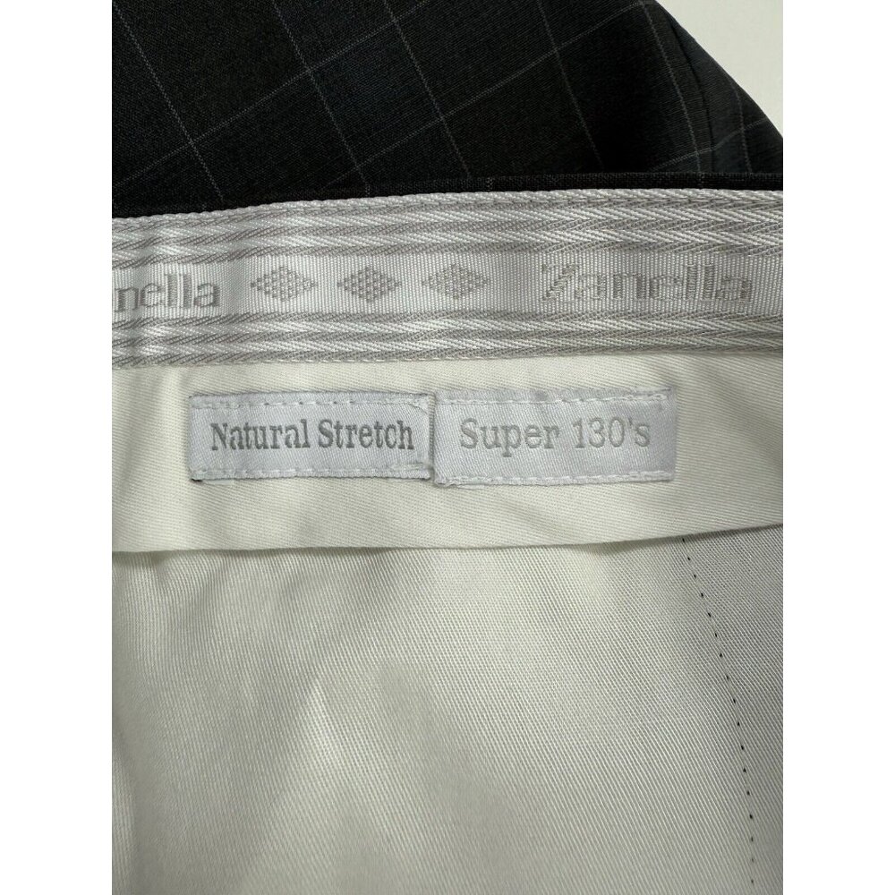 Zanella Parker Wool Dress Pants Mens Size 38x29 Slacks Trousers Gray Blue Cuffed - Picture 4 of 12